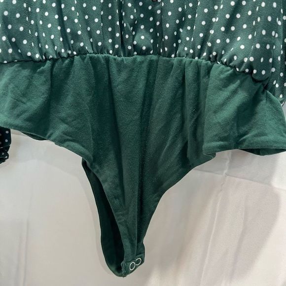 NWT Draper James bodysuit blouse XL green polka dot - Picture 7 of 11